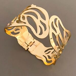 Elegant Gold Wide Cuff Bracelet